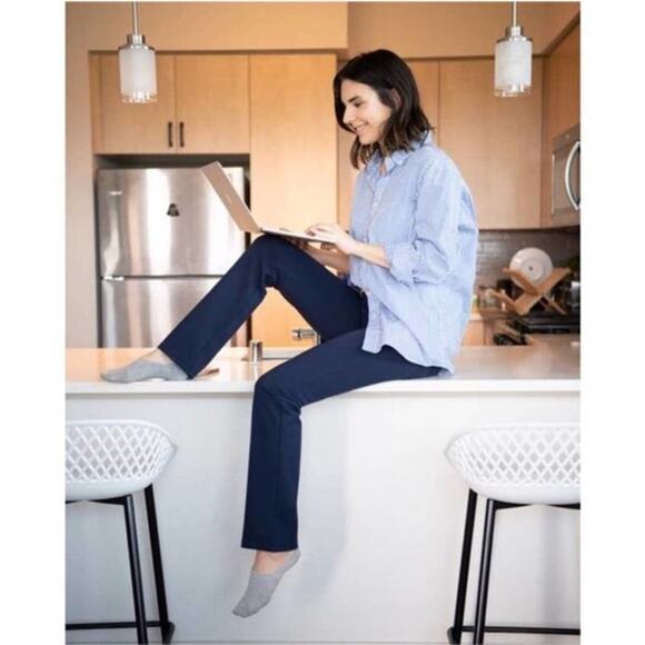 BetaBrand Straight-Leg Classic Dress Pant Yoga Pants Navy Blue Size XL Petite - Picture 2 of 15